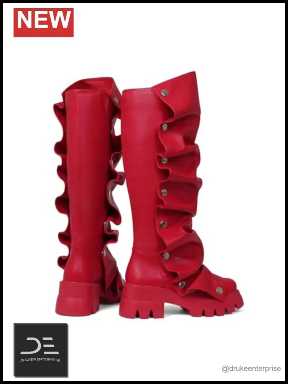 Fold Over Knee High Platform Boots Slouchy Ruched Stacked Heel Round Toe Pull
